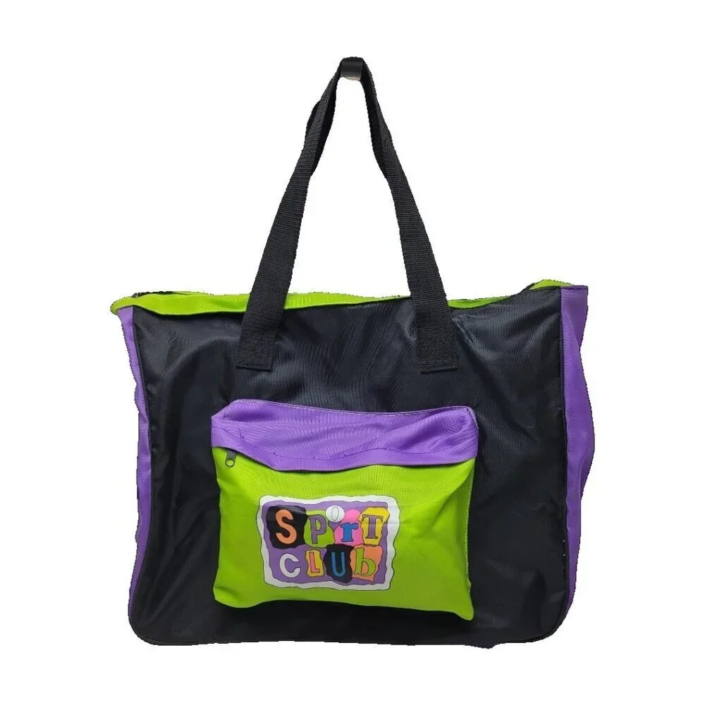SPORTS CLUB Lightweight TOTE Bag Ourside Zip Pocket and Closure Nylon Waterproof